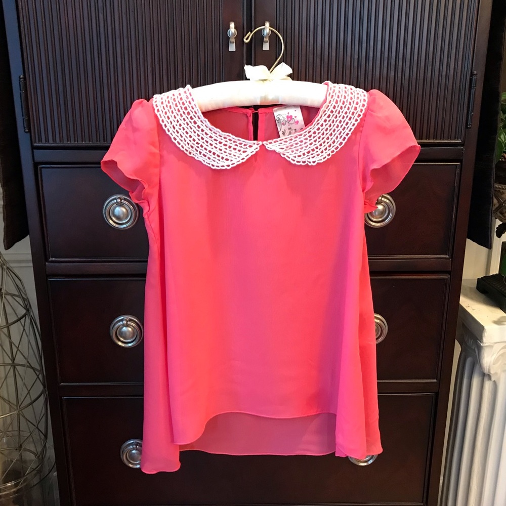 Jenna & Jessie, Sheer Blouse w/ Lacy Collar